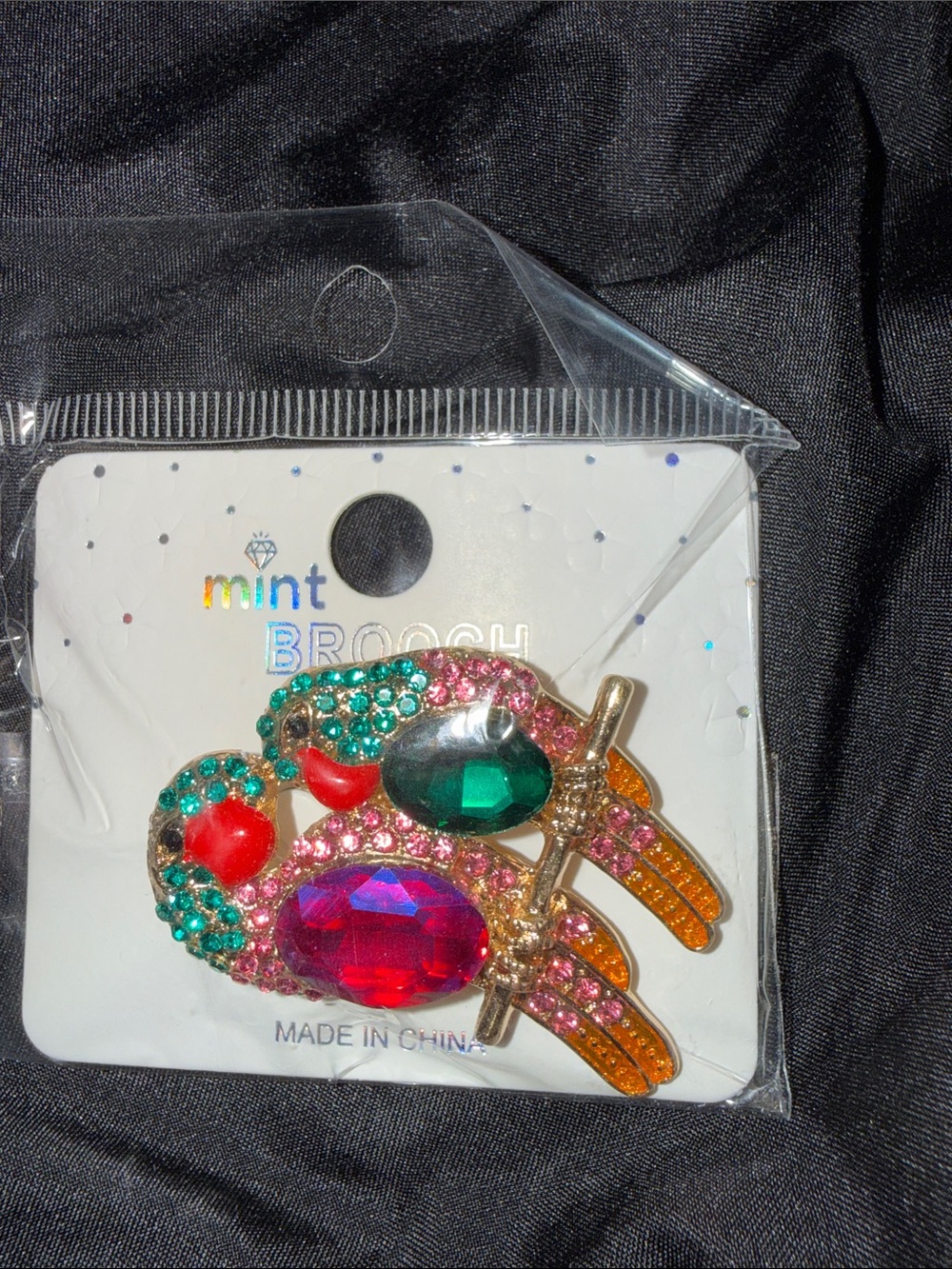 Mint Jeweled Bird Hair Clip in Pink, Green & Orange